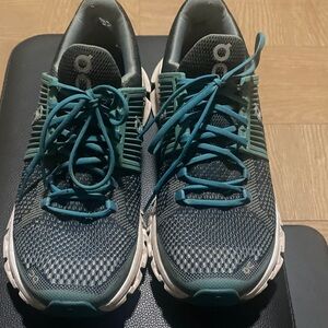 On Clouds Women's Teal and Gray Athletic Sneakers